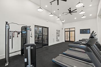 the gym is equipped with cardio equipment and weights at Hadley Place Apartments, Pennsylvania, 17025